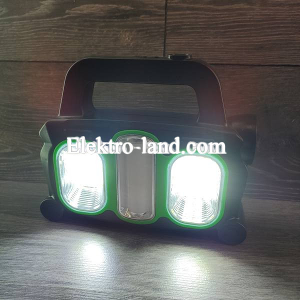   Аккумуляторный LED фонарь прожектор с солнечной панелью, USB выход и функция Power bank съемные 2х18650 Hurry Bolt HB-6169